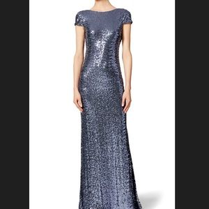Badgley Mishka Sequin Evening Gown Blue Silver
